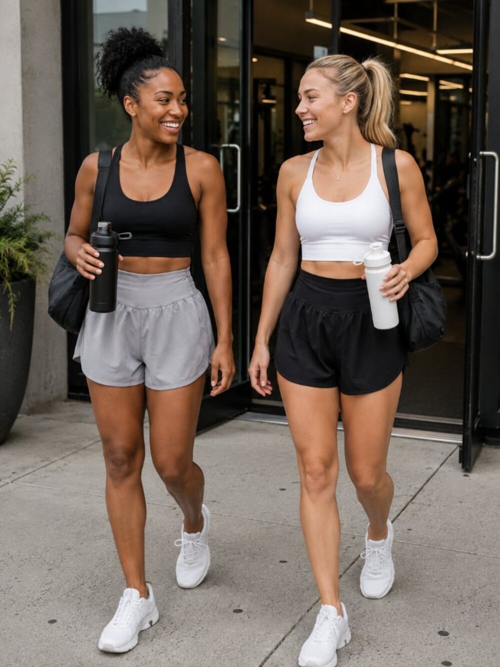 GB Activewear Lined Shorts - Set of 2 - Gray and Black - Size Small